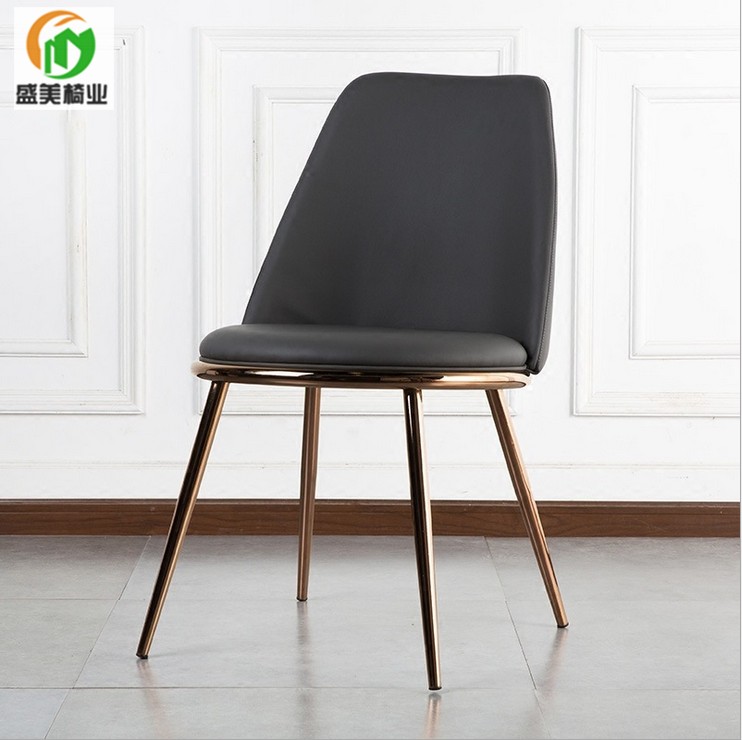 Western leather soft bag dining chair Nordic light lavish dining table and chairs Mind reception chair hotel Welcome Guest Chair Comfort Casual Chair