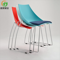 Blue PP plastic steel chair Solid steel foot reception chair Creative bed and breakfast chair Stacked bow office chair Conference chair Leisure