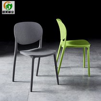 Green stacking plastic chair library reading chair plastic milk tea shop reliable back reception chair fast food restaurant chair