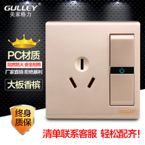 16A air conditioning socket with switch open three holes double control 16A water heater high-power special socket champagne color