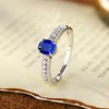 Royal sapphire ring 1ct cultured color silver gold-plated design double row diamond ring for women