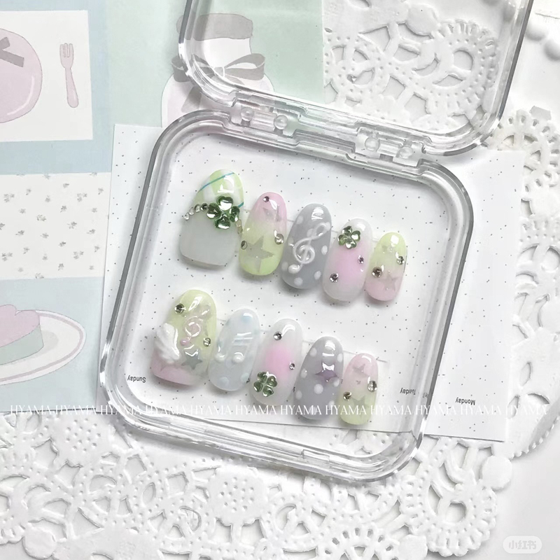 Hyama Wearable Nails Sweet Cool Autumn and Winter Ocean Star Four-Leaf Clover Millennial Hot Girl Style Hand-Painted Plaid Musical Note Rose Hyama Wearable Nails Sweet Cool Autumn and Winter Ocean Star Four-Leaf Clover Millennial Hot Girl Style Hand-Painted Plaid Musical Note Rose