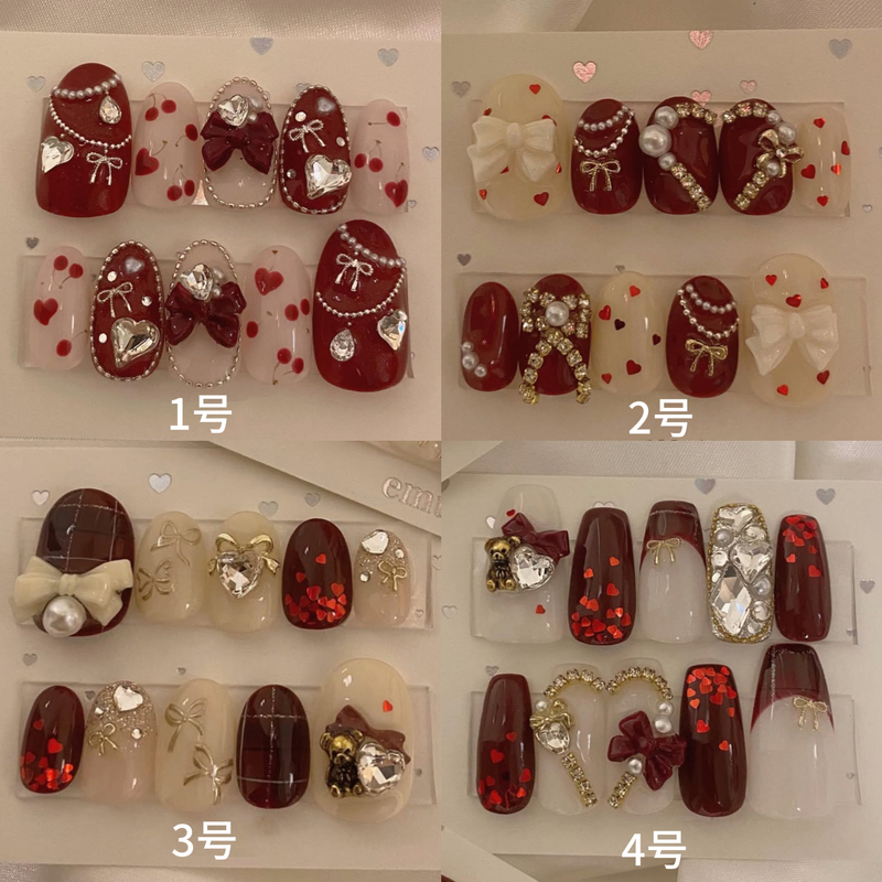 Limited-Time Special Offer New Year's Edition Hyama Wearable Nails Cute Bow Diamond Niche Girly Bear Heart