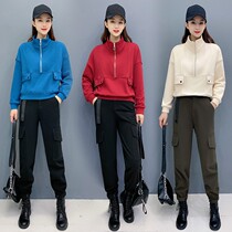 2021 spring and autumn Net Red new fashion wild temperament loose leisure sports sweater pants womens suit