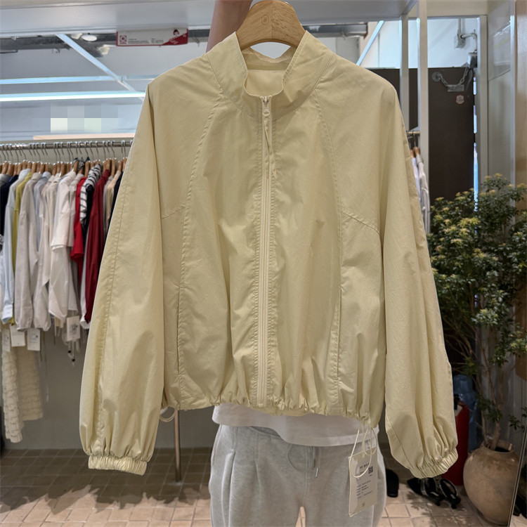 Korean Dongdaemun 26 Spring New Style Solid Color Simple Raglan Sleeve Korean Style Casual Solid Color Stand Collar Jacket Coat