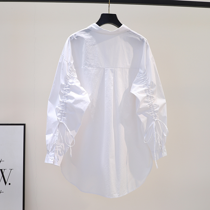 Clearance Sale~ Counter-Discontinued Foreign Trade Spring and Autumn New Drawstring Tie Long-Sleeve Shirt for Women, Loose-Fitting Blouse Top