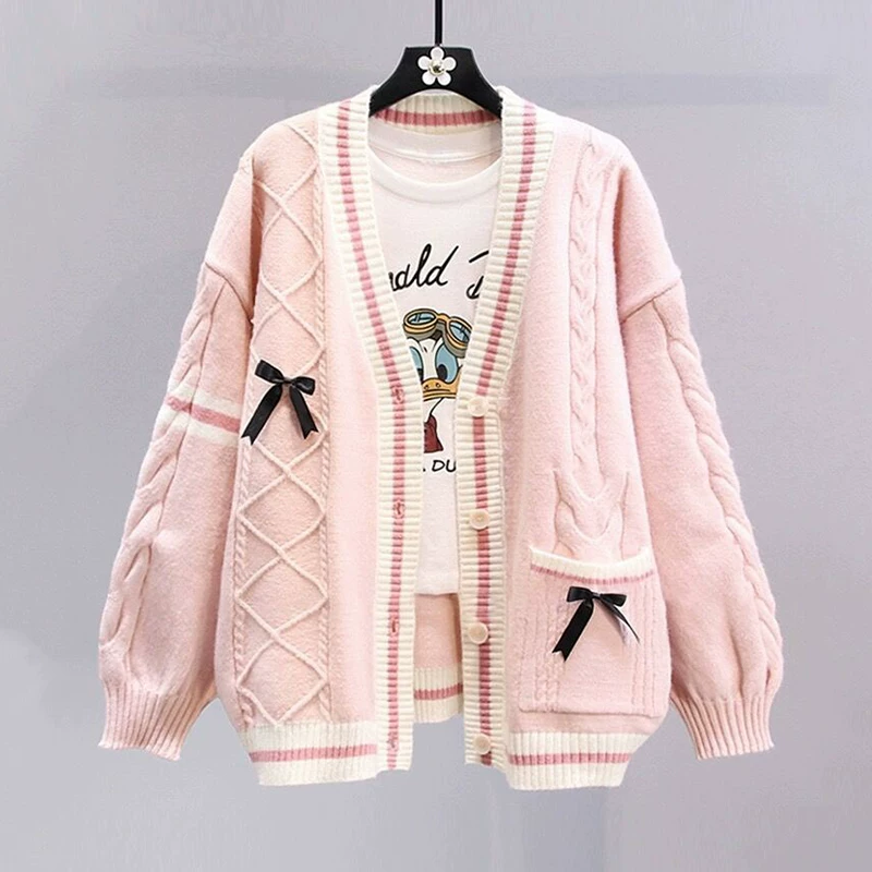 Свитер весны с бантом, куртка, кардиган дизайна,Oversize, тренд сезона