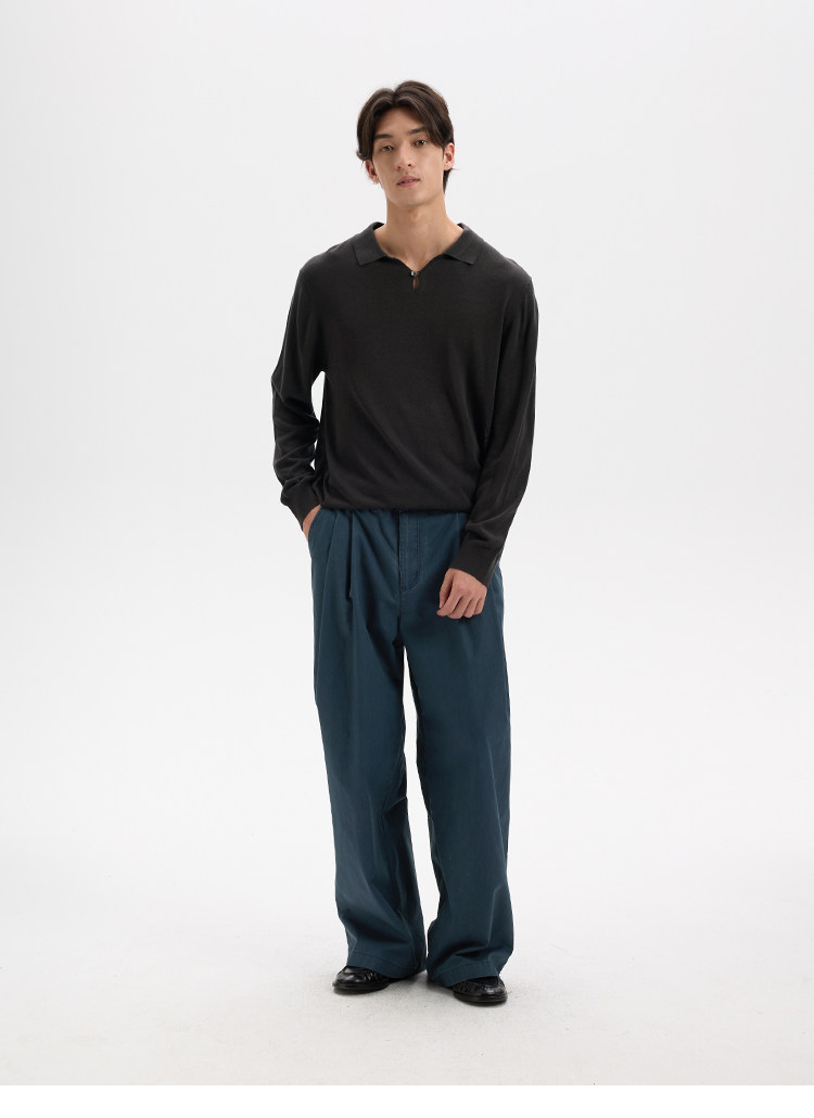 BUTTBILL Half-Button Lapel Knit Polo