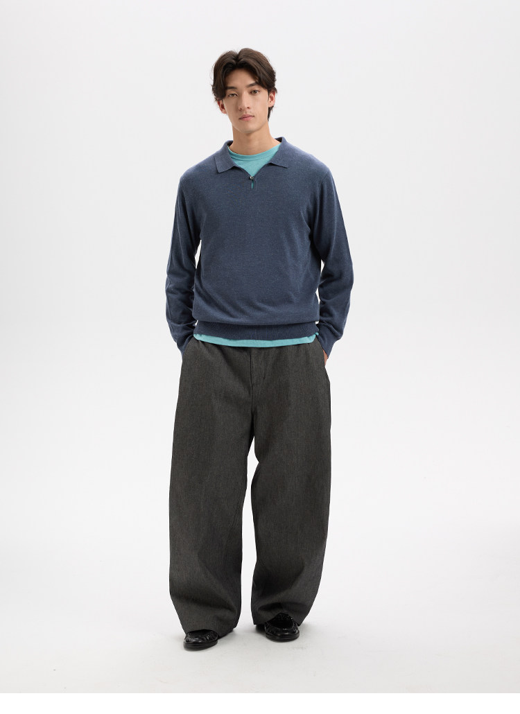 BUTTBILL Half-Button Lapel Knit Polo