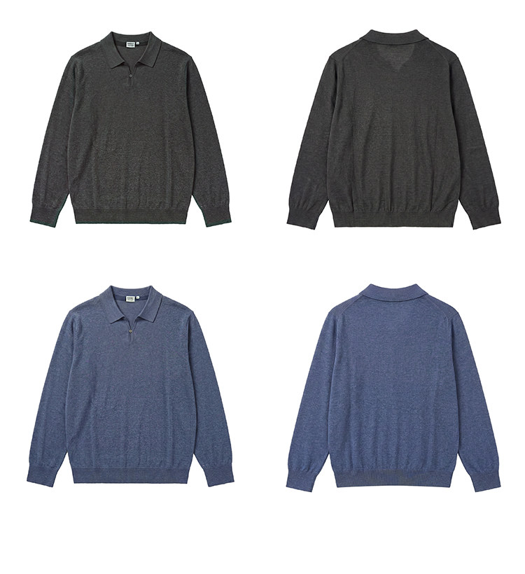 BUTTBILL Half-Button Lapel Knit Polo