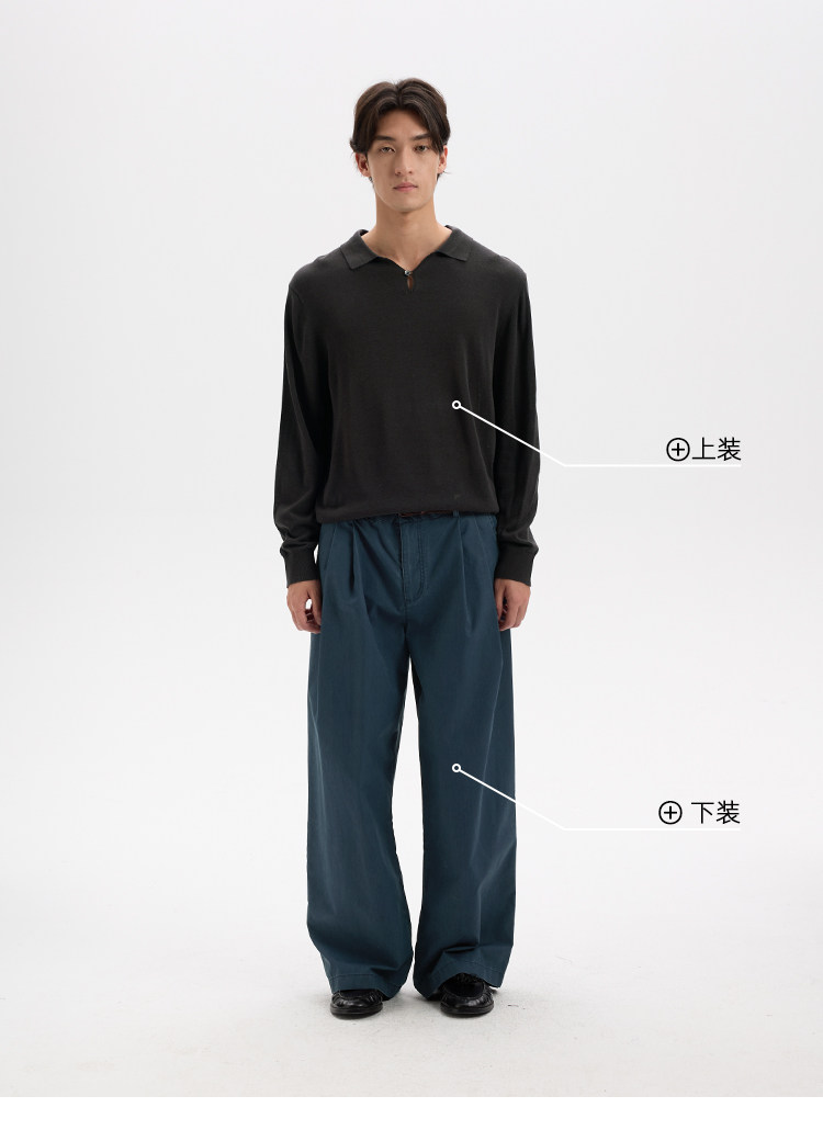 BUTTBILL Half-Button Lapel Knit Polo