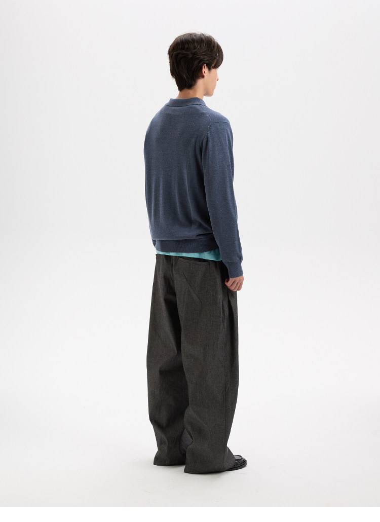 BUTTBILL Half-Button Lapel Knit Polo