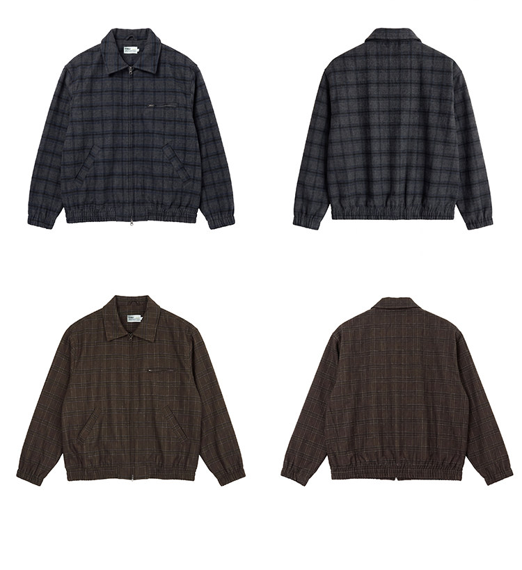 BUTTBILL Plaid Loose Harrington Jacket