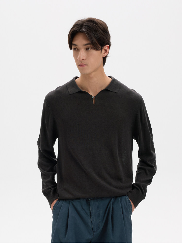 BUTTBILL Half-Button Lapel Knit Polo