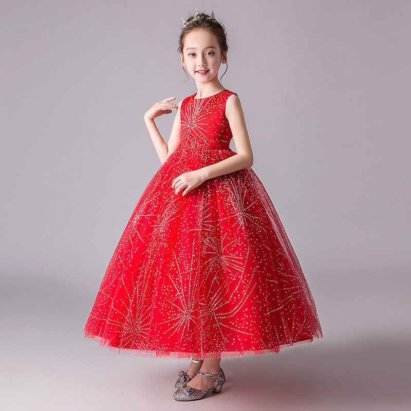 Princess dress girl's summer dress 2020 new fluffy yarn Playboy birthday performance host piano to serve the summer