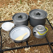 Outdoor cover pan 5-6 people pan with camping teapot suit portable picnic stove non-stick pan field cutlery cooker