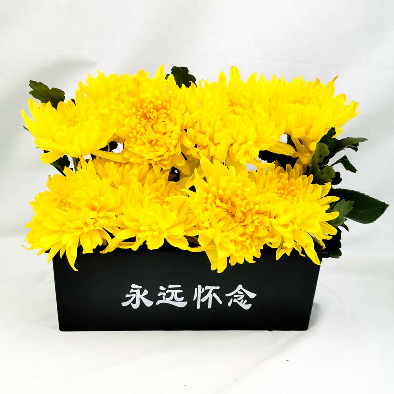 清明节塑料祭奠花盒花盆容器塑料花篮丧事花篮永远怀念黑色花盒