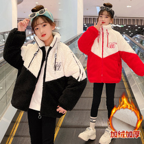 Girl jacket winter style 2021 new autumn and winter foreign air winter dress children Mao Mao CUHK Wool Thickening blouses