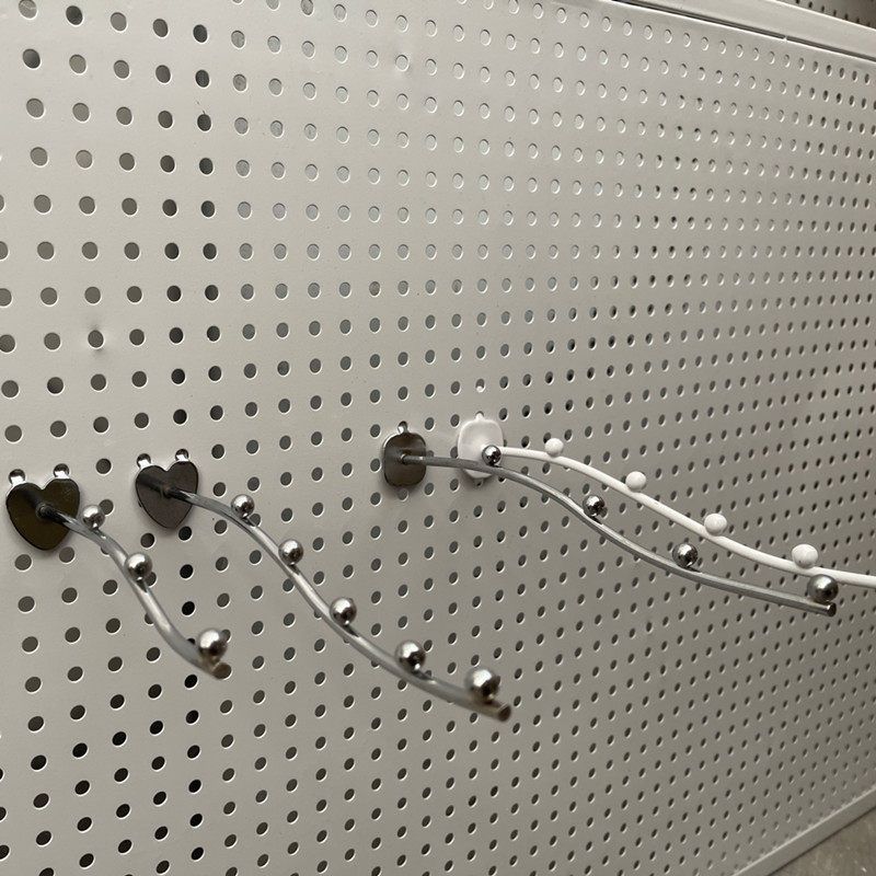 30 Packs 3 Beads Apple Hook White Five Beads Apple Hook Dongle Board Hook Shelving Rack Black Hole Plate Hook