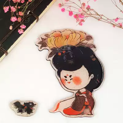 Shaanxi History Museum Tang Niu hairpin flower lady painting Ancient style creative refrigerator stickers Xi'an tourist souvenir magnet