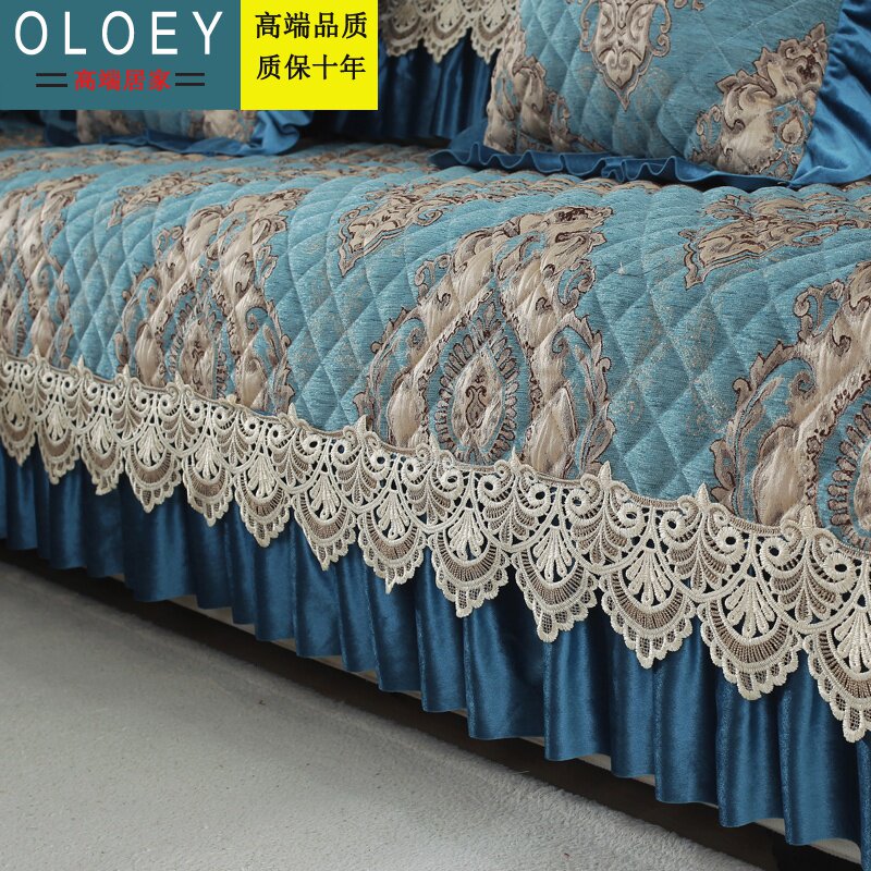 Light luxury custom-made thickened non-slip plush sofa cushion fabric cushion four seasons universal simple modern European full cover