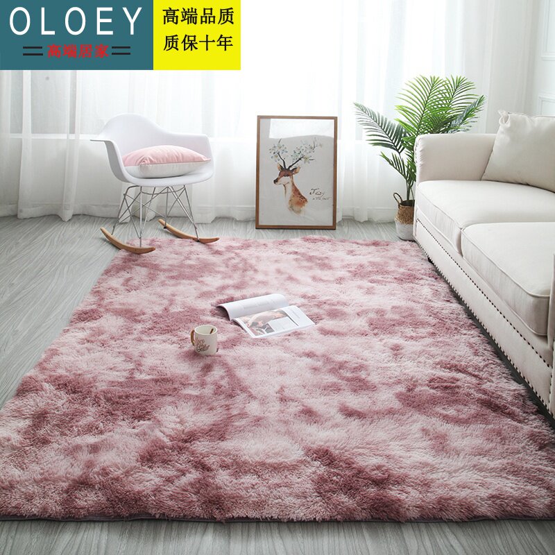 Light luxury products Nordic ins variegated tie-dye gradient carpet living room coffee table mat net red long hair modern full shop bedroom