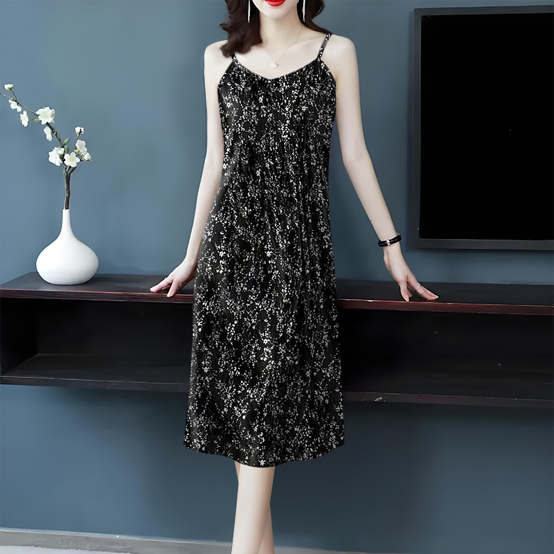 Clearance Bargain~ High-End Cut-Label 2025 Summer New Ice Silk Tank Top Slip Dress Mid-Length Dress for Women
