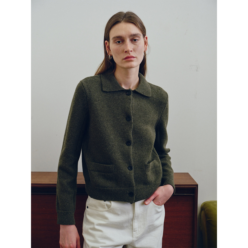Ayuko |   M*U Series Warm Velvet, Snowy Gold Yak Wool Yarn Interwoven, Fashionable Lapel Knitwear