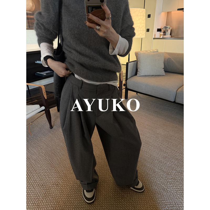 【Moni Pants】Ayuko 100% High-Quality Wool Commuting Versatile Double Pleated Mid-Waist Loose Straight Casual Pants 【Moni Pants】Ayuko 100% High-Quality Wool Commuting Versatile Double Pleated Mid-Waist Loose Straight Casual Pants