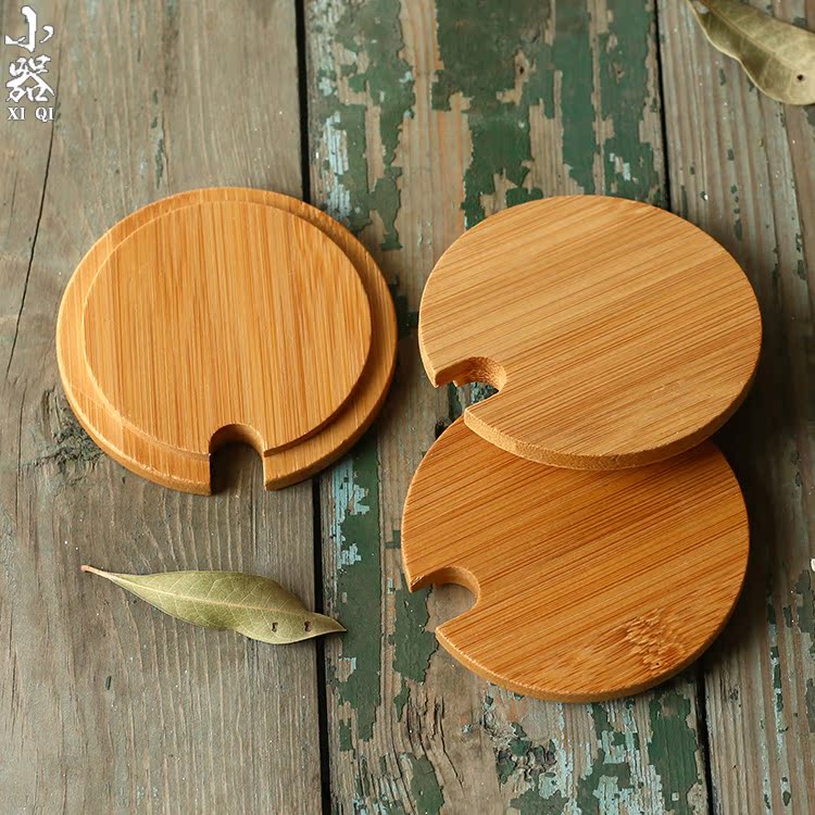 Vỏ tre bọc sứ bằng gỗ có lỗ thìa và không có lỗ thìa - Tách ly uống nước