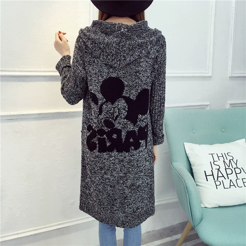 Áo len nữ mùa thu 2018 trong phần dài cỡ lớn áo len thời trang áo hoodie nữ áo khoác len cardigan nữ