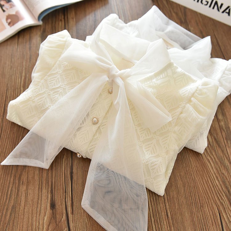 2026 New Girls' Shirts for Spring and Autumn, Thin Lace Style, Long-Sleeve, Stylish and Versatile Princess-Style Shirts for Older Children