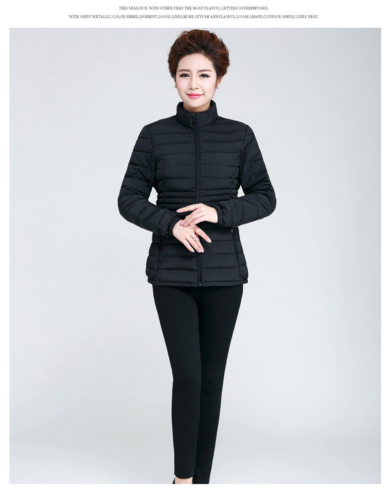 Phụ nữ cotton chống mùa ngắn trung niên mẹ mỏng mảnh mai giảm béo phù hợp với áo khoác nữ để xử lý áo khoác mùa đông váy cho người trung tuổi