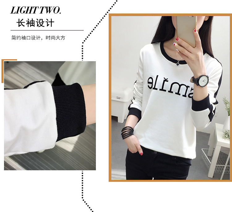 Áo mới mùa thu 2018 phiên bản Hàn Quốc của áo thun cotton cổ tròn có cổ nữ tay dài áo thun hoang dã siêu cháy hàng đầu áo phông nữ chất đẹp