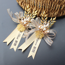 Double happiness magnolia corsage Festive and beautiful bride and groom best man bridesmaid wedding brooch Wedding dont flower