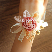 Wrist flower bridesmaid sister hand flower Bride small fresh bracelet Wedding wedding pearl Korean wedding dress jewelry