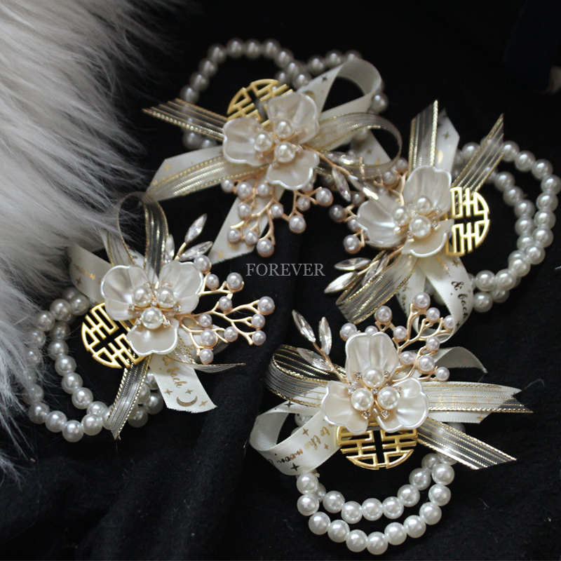 Han Style Little Fresh Bridesmaid's Wrist Flowers Son Tie Wedding Sister Group Hands Ring Dance Performance Ultra Fairy Bride Handflowers-Taobao