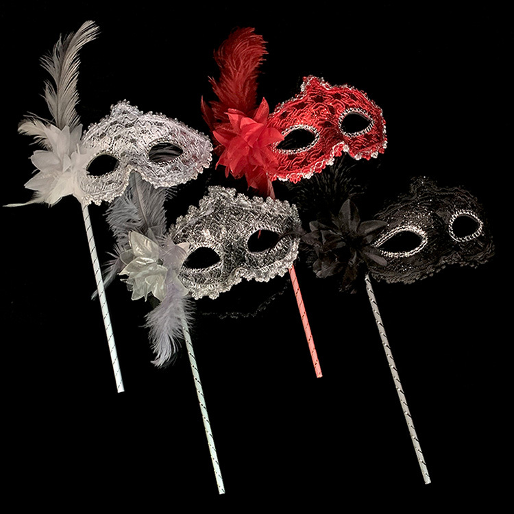 Feather Handheld Mask, Ancient Style Eye Mask, Sexy Chinese Style Halloween Masquerade Mask, Half-Face Mask for Women