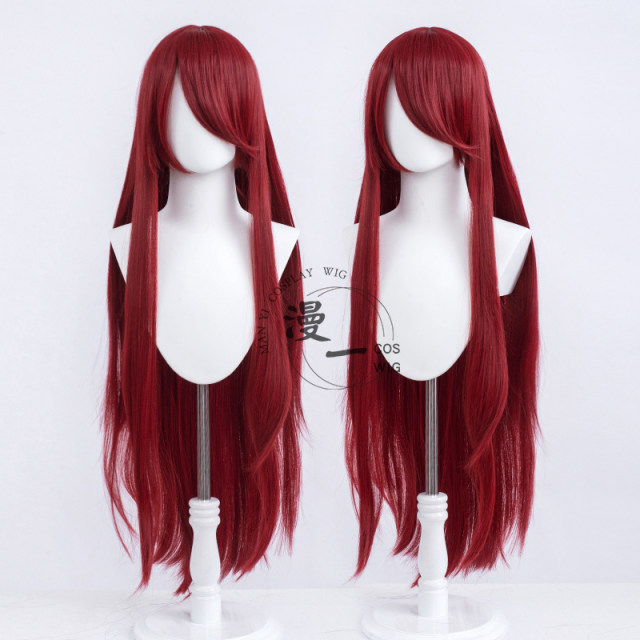 Alice hair girl style universal long bangs 100cm ຍາວ 1 ແມັດຊື່ cos wig cosplay ຜົມປອມ