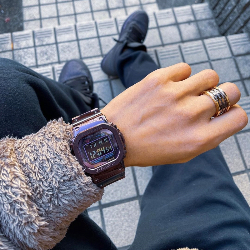 Casio G-Shock Watch for Men, Metal Square Twilight Tokyo Light Energy Radio Wave Bluetooth Gmw-B5000Pb-6