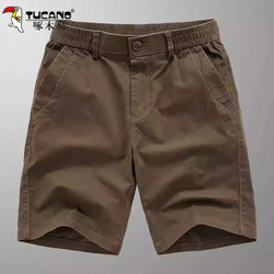 Woodpecker pure cotton shorts Men's Middle-aged Loose Plus size Summer Thin Stretch Plaid Minimalist Casual Pants