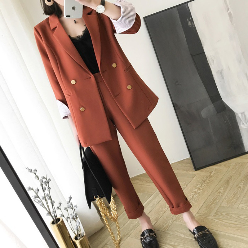Plus Size Women's Suit Set for Fat Women 100kg Spring and Autumn Elegant Korean Style Loose Work Professional Two-Piece Set Plus Size Women's Suit Set for Fat Women 100kg Spring and Autumn Elegant Korean Style Loose Work Professional Two-Piece Set