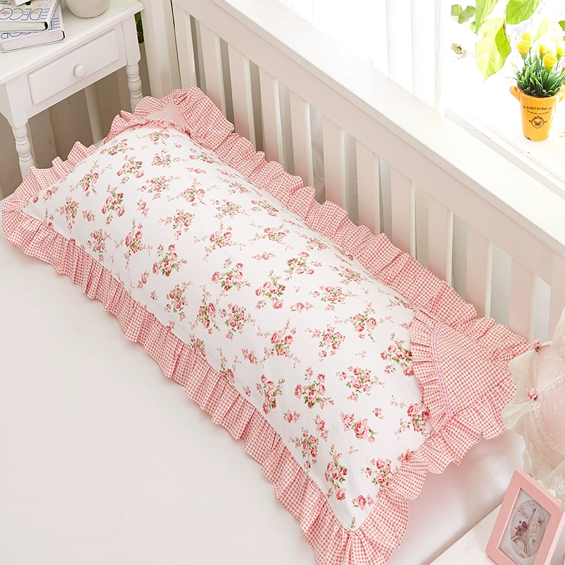 Vỏ gối đôi cotton 1,2m1,5m1,8 m Phiên bản Hàn Quốc của công chúa lá sen sóng dài gối bông dài gối tựa sofa