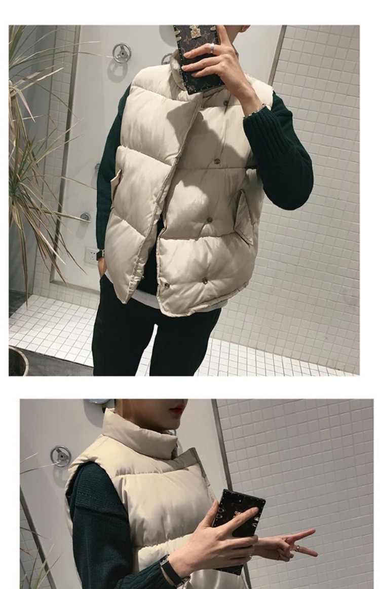 Áo vest nam cotton mùa thu đông phiên bản Hàn Quốc của áo khoác không tay nam và nữ dày cổ áo vest cotton rộng áo vest nam tuổi 50