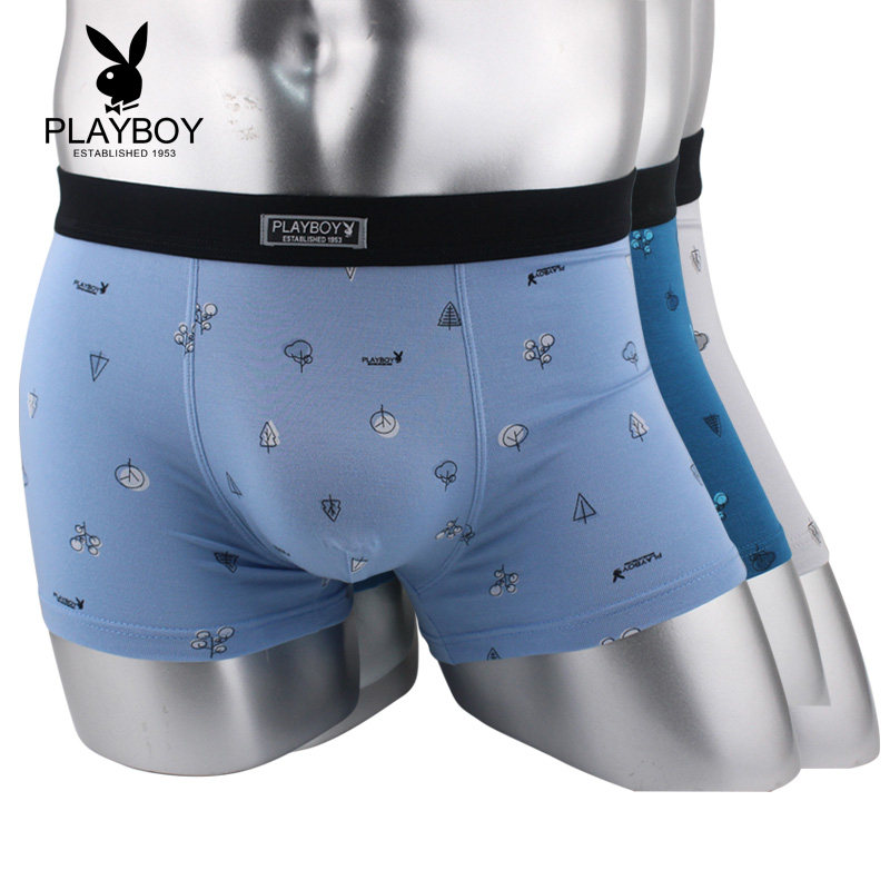 Playboy Underpants Men's Boxer Pants Mid Waist Modal Print Sexy Youth U Convex Boxer Shorts Head Men