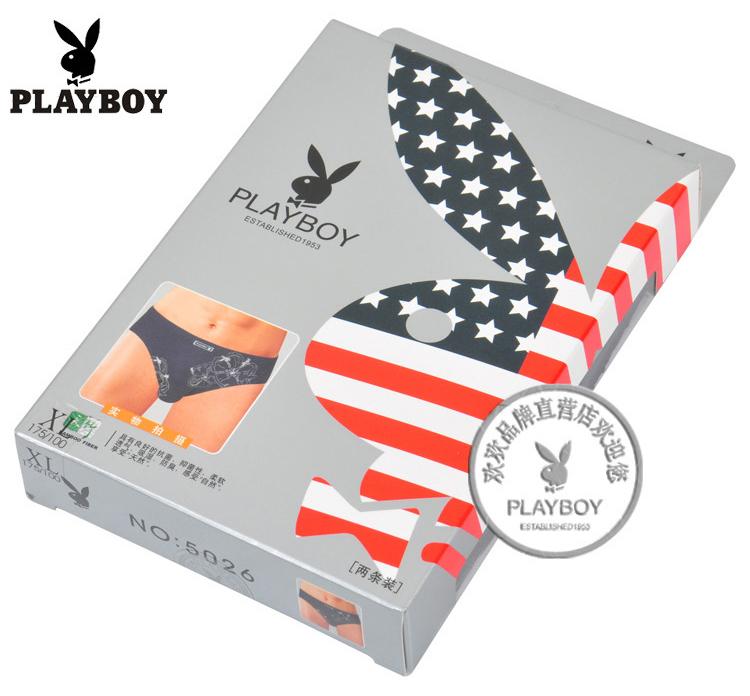 Quà tặng đóng hộp Playboy của nam giới đồ lót playboy U lồi giữa thắt lưng sợi tre bông tam giác đồ lót nam