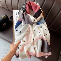 South Korea Fashion spelled cotton linen scarves scarf Women 2022 Autumn Winter New Korean version 100 Lapped Ocean Cape Silk Scarves
