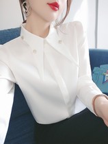 High-end Career OL White Shirt Womens 2022 Spring Autumn New Korean Style Fashion All-match Design Pointy Neck Shirt