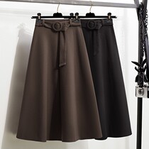 Fat MM cover belly long skirt womens 2022 spring and autumn new Korean version fashion high waist elegant a-line skirt large size skirt