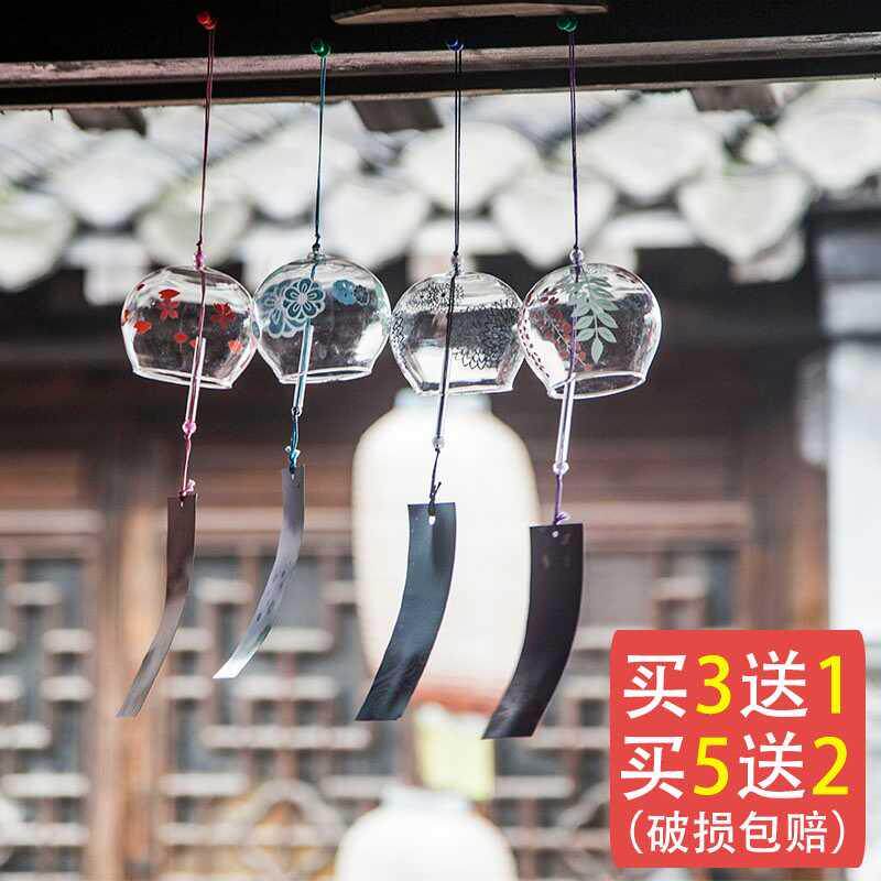 Japanese glass windbell hanging decoration door decorated with handmade painted home bedroom Little frescoed day style gift batch
